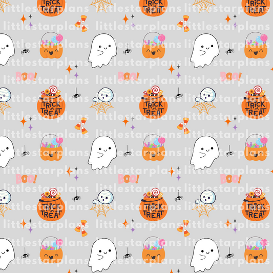 Happy Halloween Pattern - Grey Background