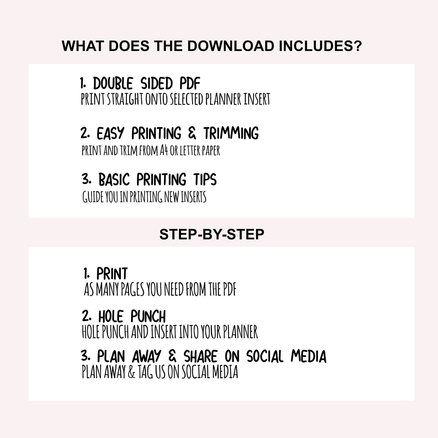 A5 Ring Size | Neku Functional Undated Daily Inserts Version 1 | PRINTABLE