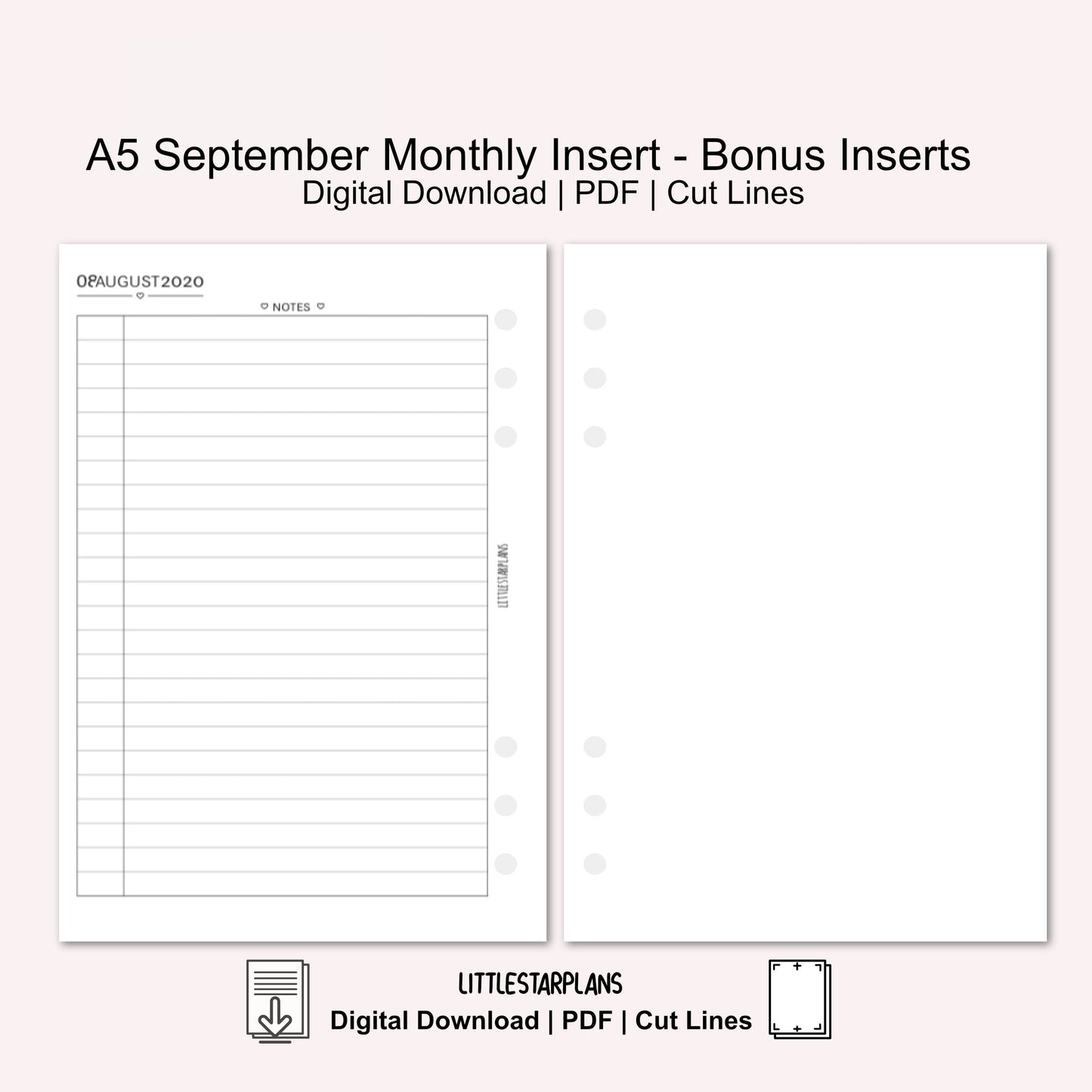 A5 Ring Size | September Monthly - Bonus Inserts | PRINTABLE
