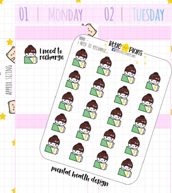 Mimi - Need to Recharge Mental Health Design Sticker