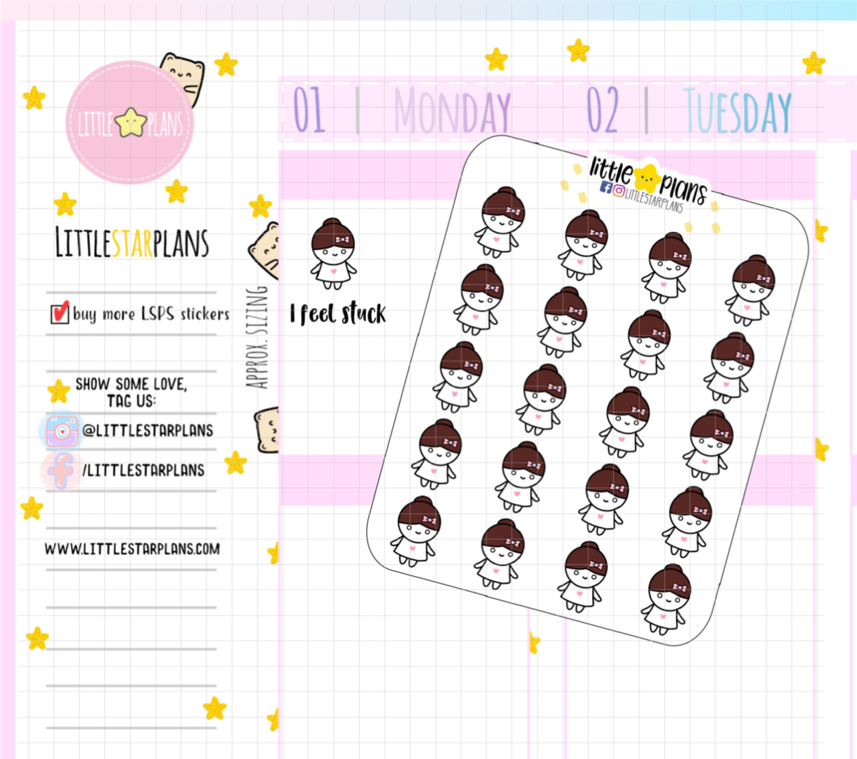 Mimi - Feeling Stuck, Stunned, Self Care Planner Stickers (M202)
