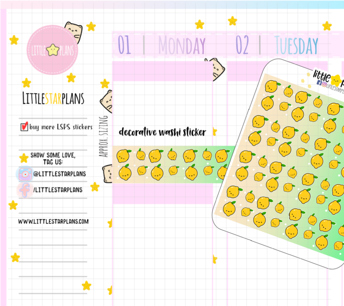 Cute Lemon Doodle Washi Planner Sticker (DO13)