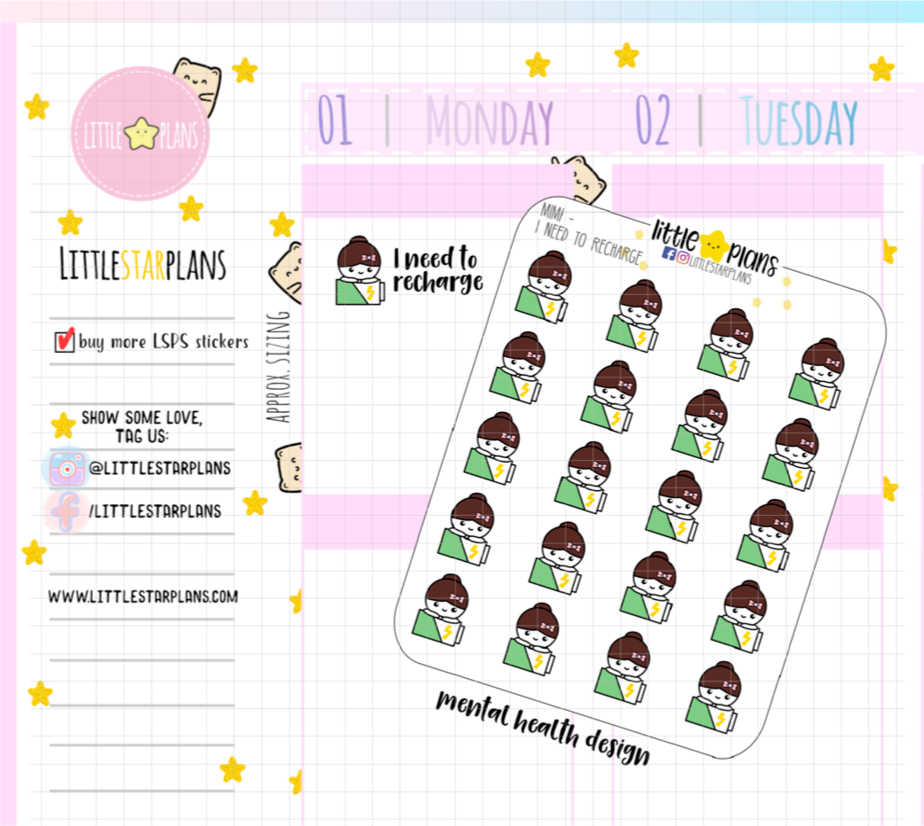 Mimi - Need to Recharge Mental Health Design Sticker