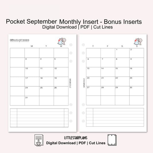 Pocket Ring Size | September Monthly - Bonus Inserts | PRINTABLE