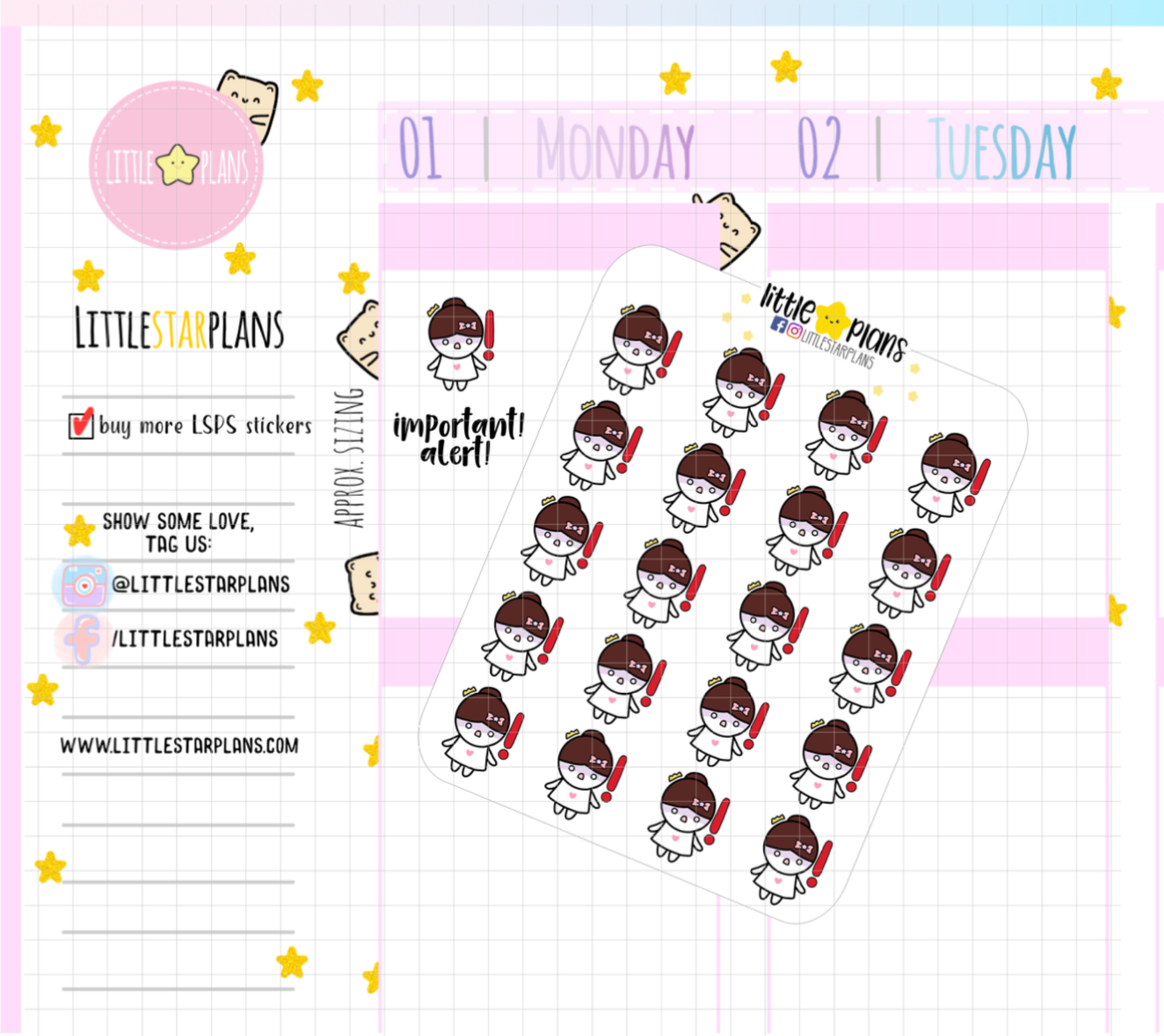 Mimi - Alert, Important Planner Stickers (M204)