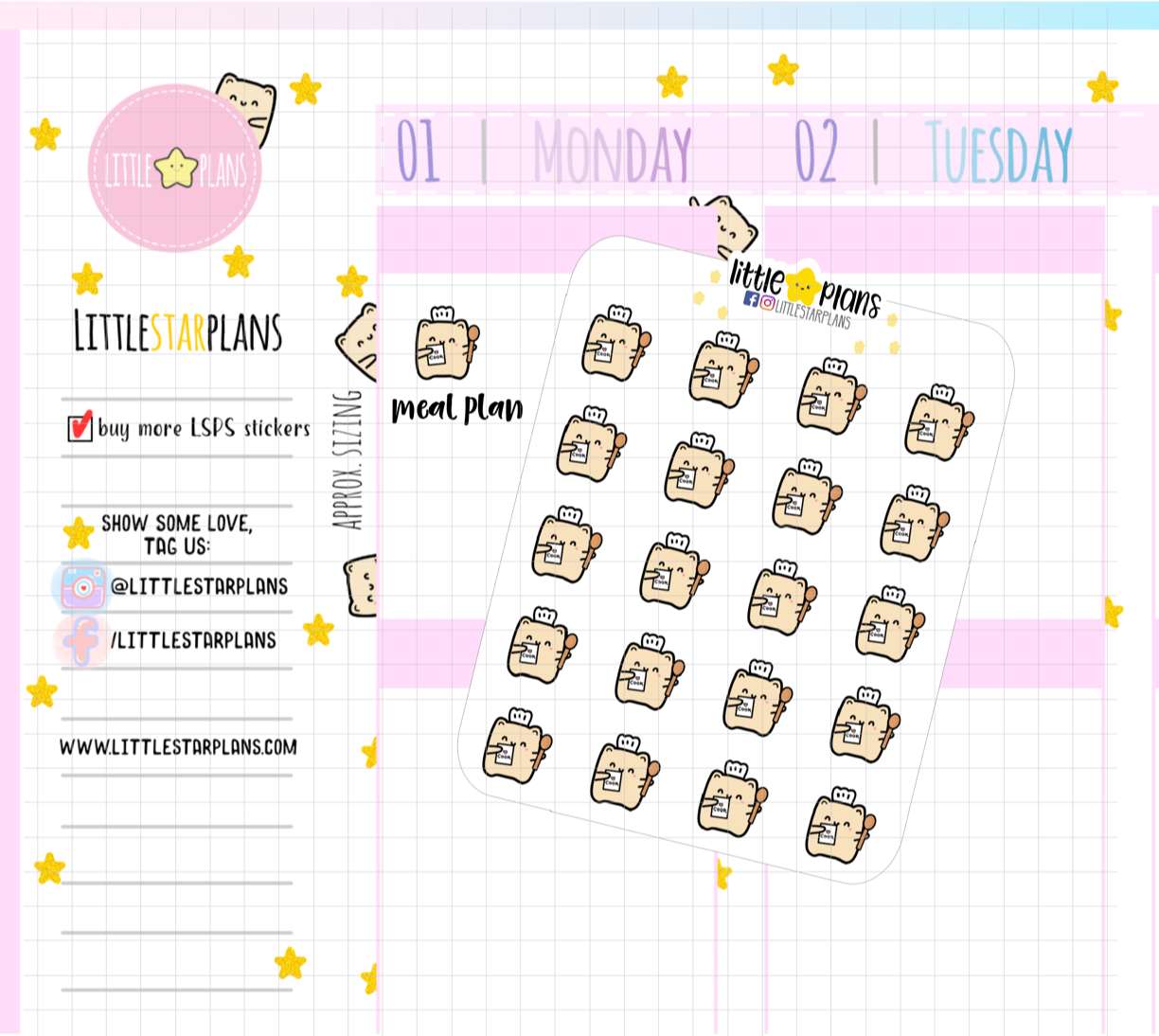 Neku Meal Plan (without words) Planner Stickers (N58)
