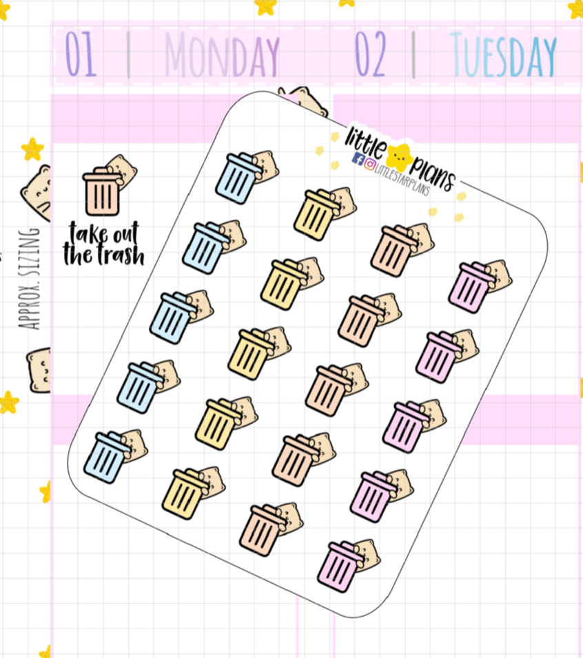 Neku - Trash, Garbage Day, Clean Up Planner Stickers (N64)