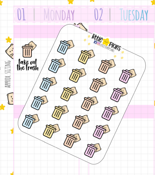 Neku - Trash, Garbage Day, Clean Up Planner Stickers (N64)