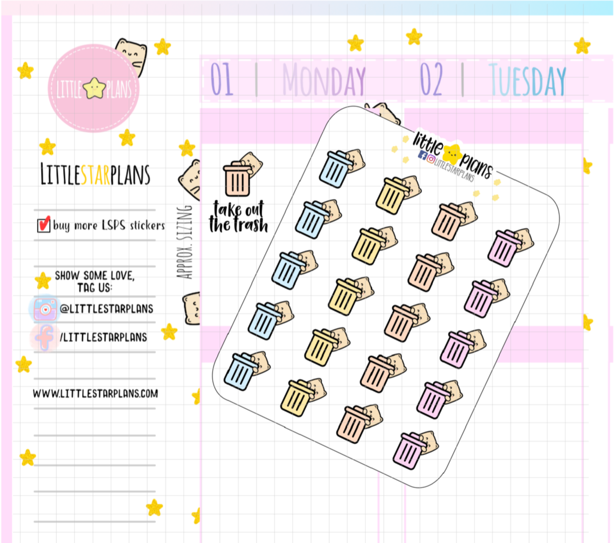 Neku - Trash, Garbage Day, Clean Up Planner Stickers (N64)
