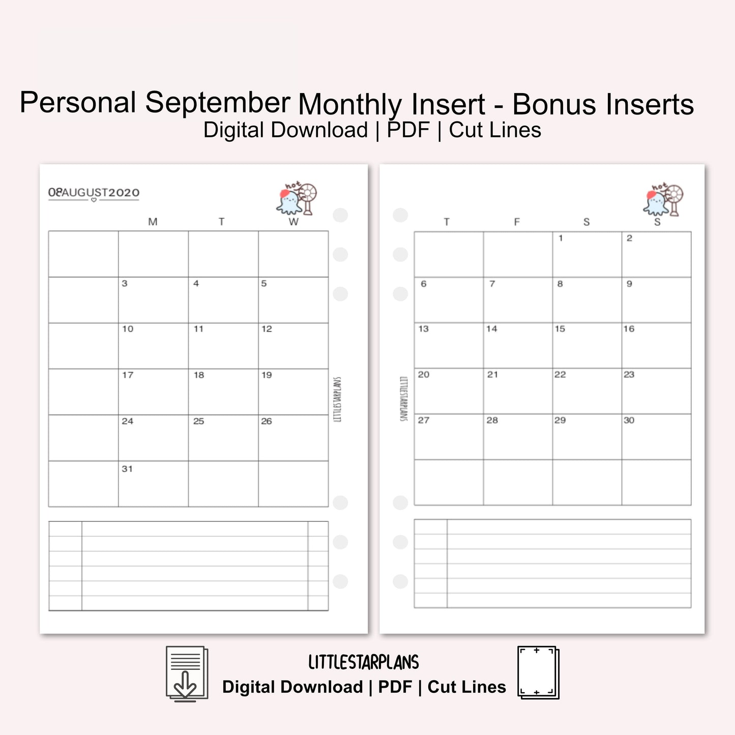 Personal Ring Size | September Monthly - Bonus Inserts | PRINTABLE