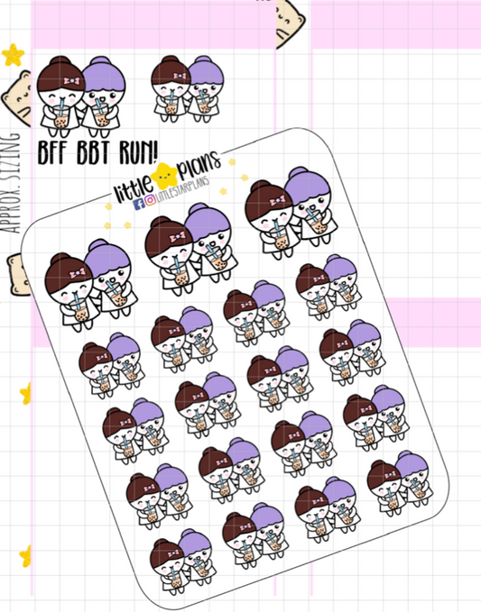 BFF - Bubble Tea, Boba Run Planner Stickers | Mimi - Littlestarplans