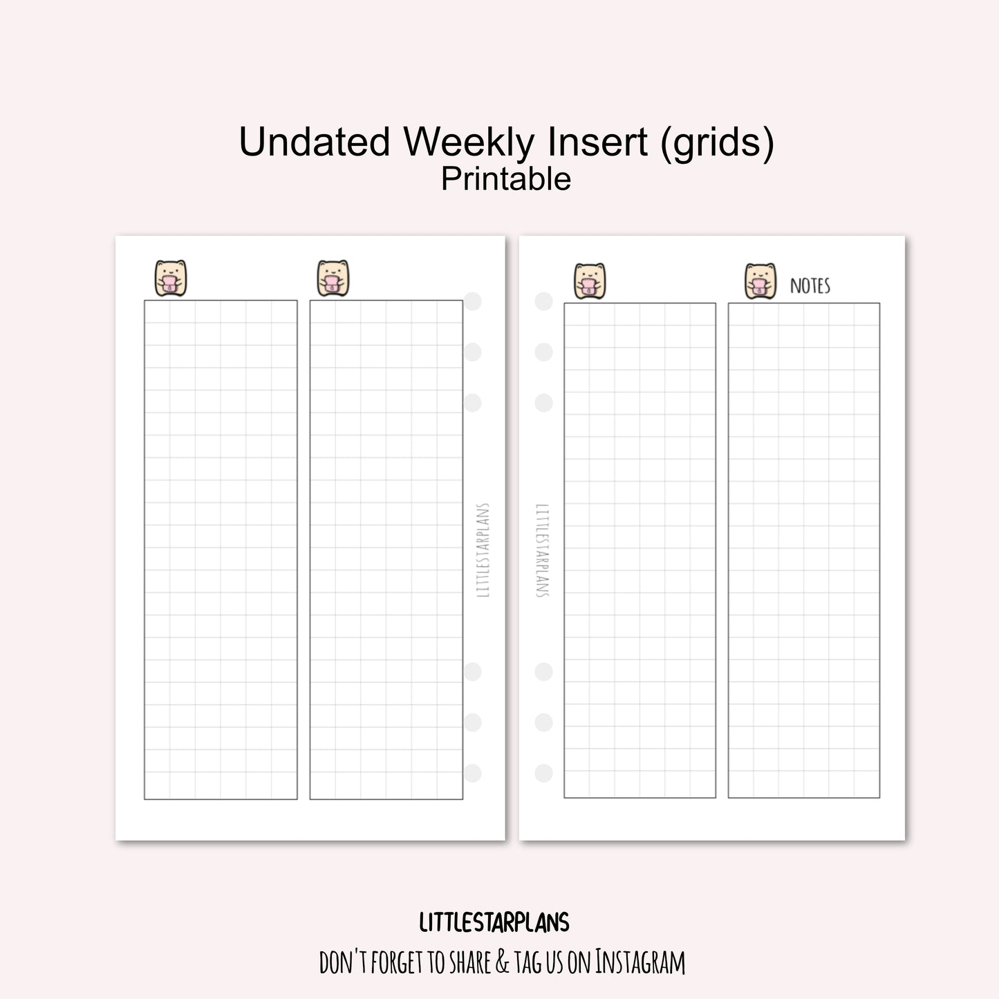 Pocket XL Ring Size | FREEBIE Undated Weekly Inserts | PRINTABLE