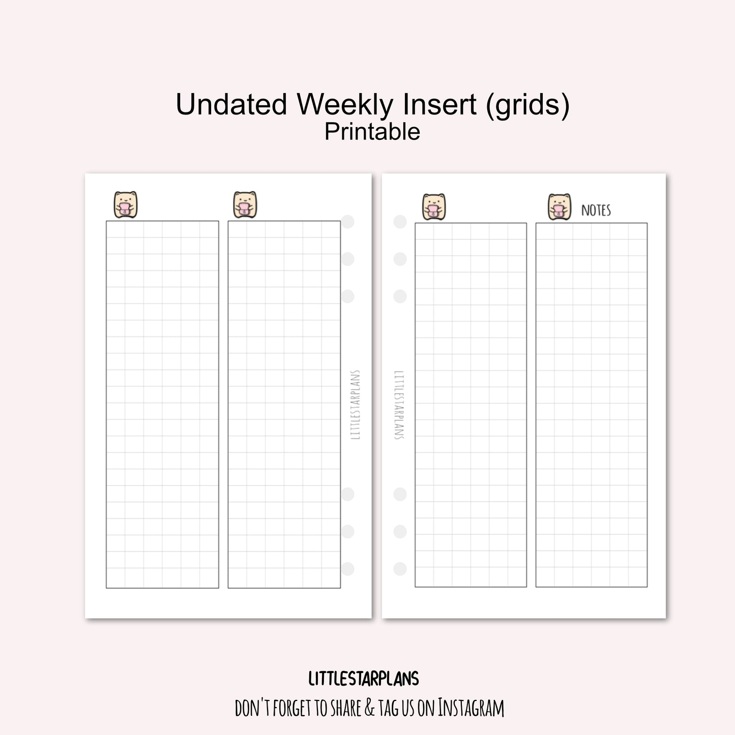 Personal Ring Size | FREEBIE Undated Weekly Inserts | PRINTABLE
