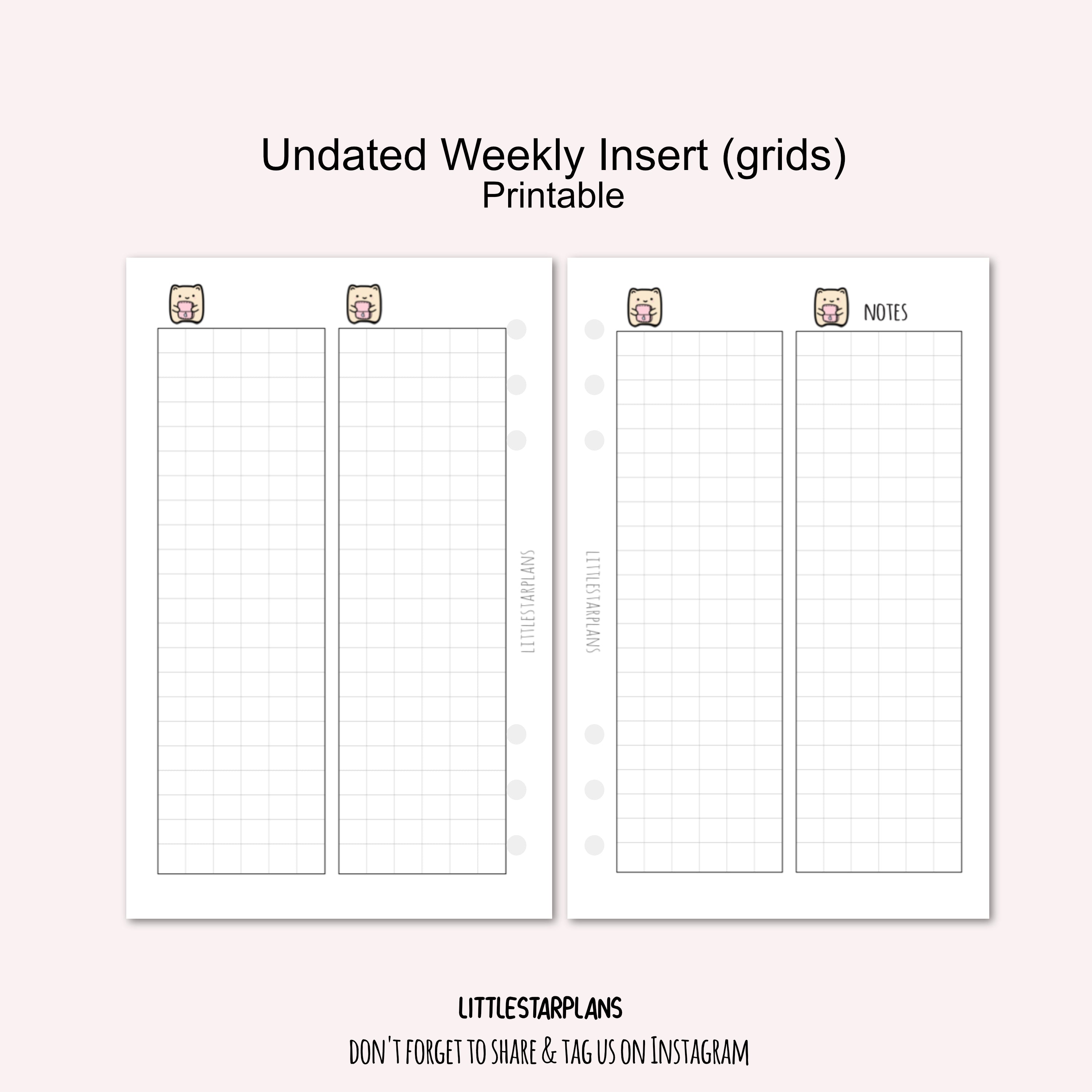 Week On 1 Page Planner Inserts  Original Collection – Poi & Hun