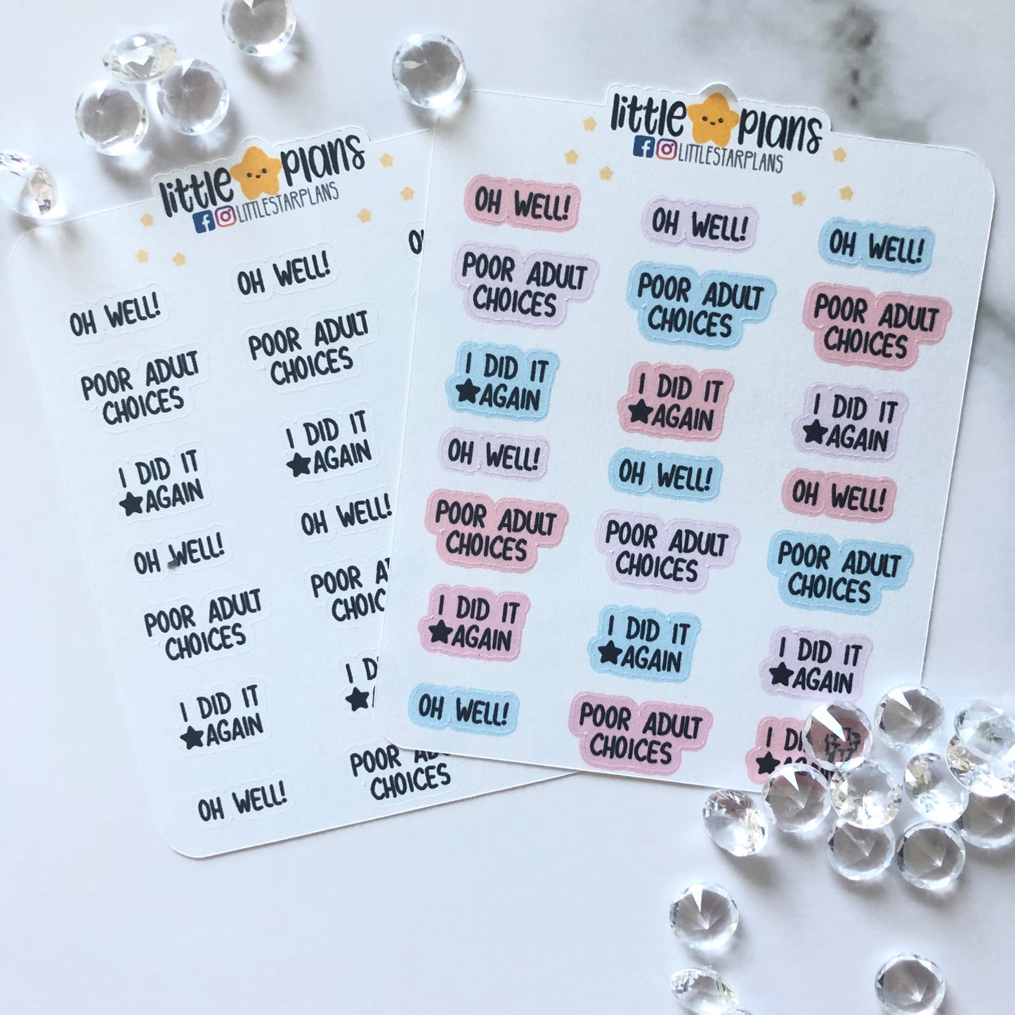 Pocket Size - Adulting Opps I Did It Again Planner Script Stickers - Littlestarplans