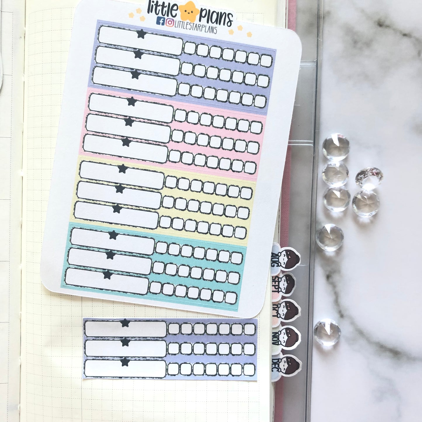 Pocket Size - Functional Hobonichi Habit Tracker (1 month worth) - Littlestarplans