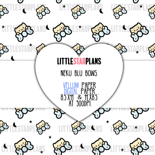 Neku Blue Bow Digital, Vellum Paper and Decorative Planner Dashboard - Littlestarplans