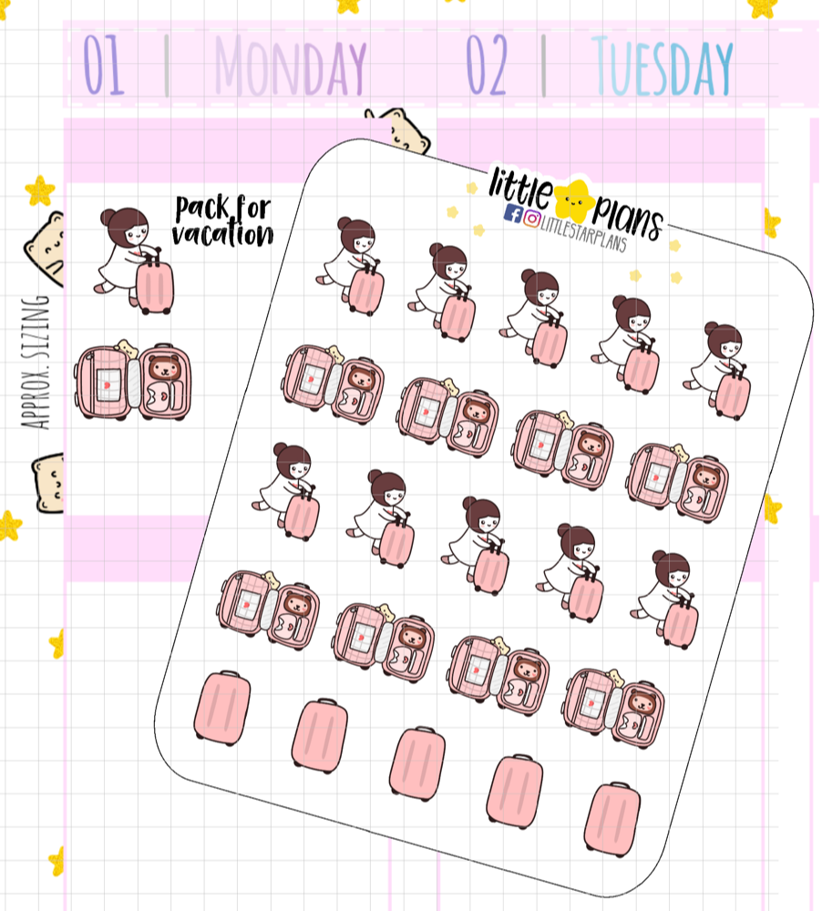 Mimi Travels, Pack for a Trip Planner Stickers (M165) - Littlestarplans