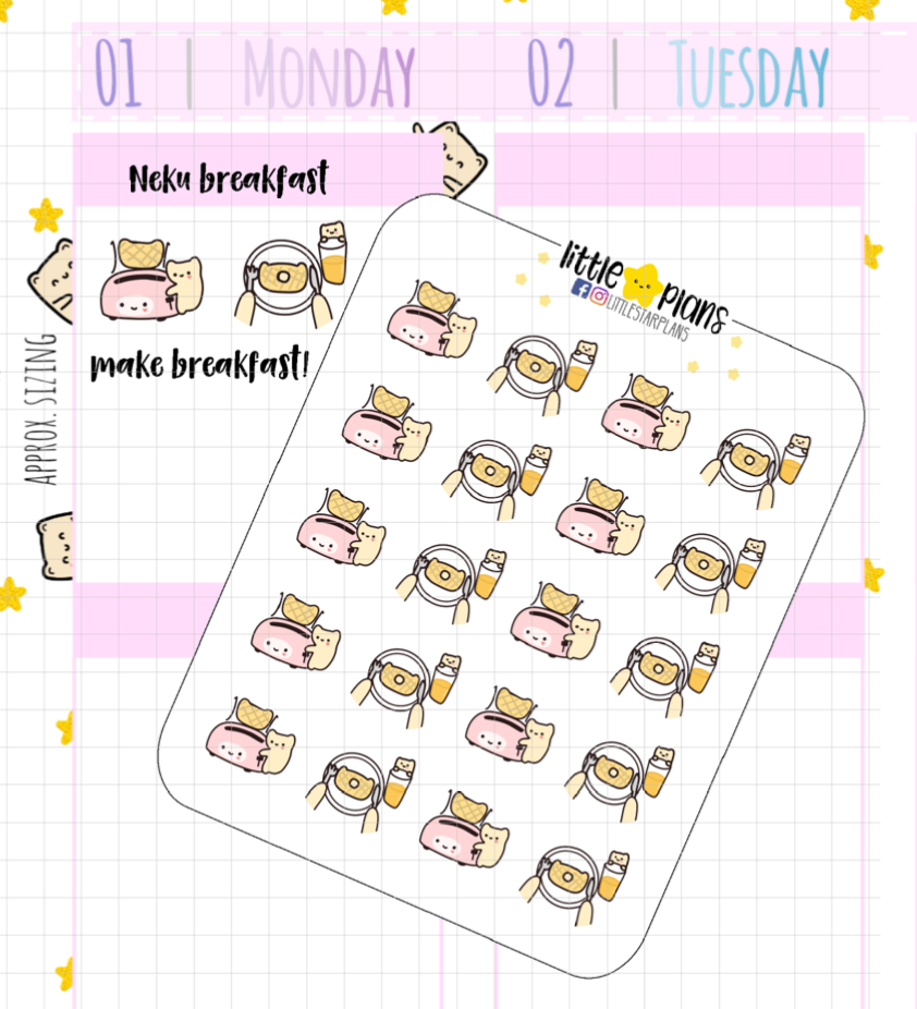Neku Cute Breakfast Planner Stickers (N48) - Littlestarplans