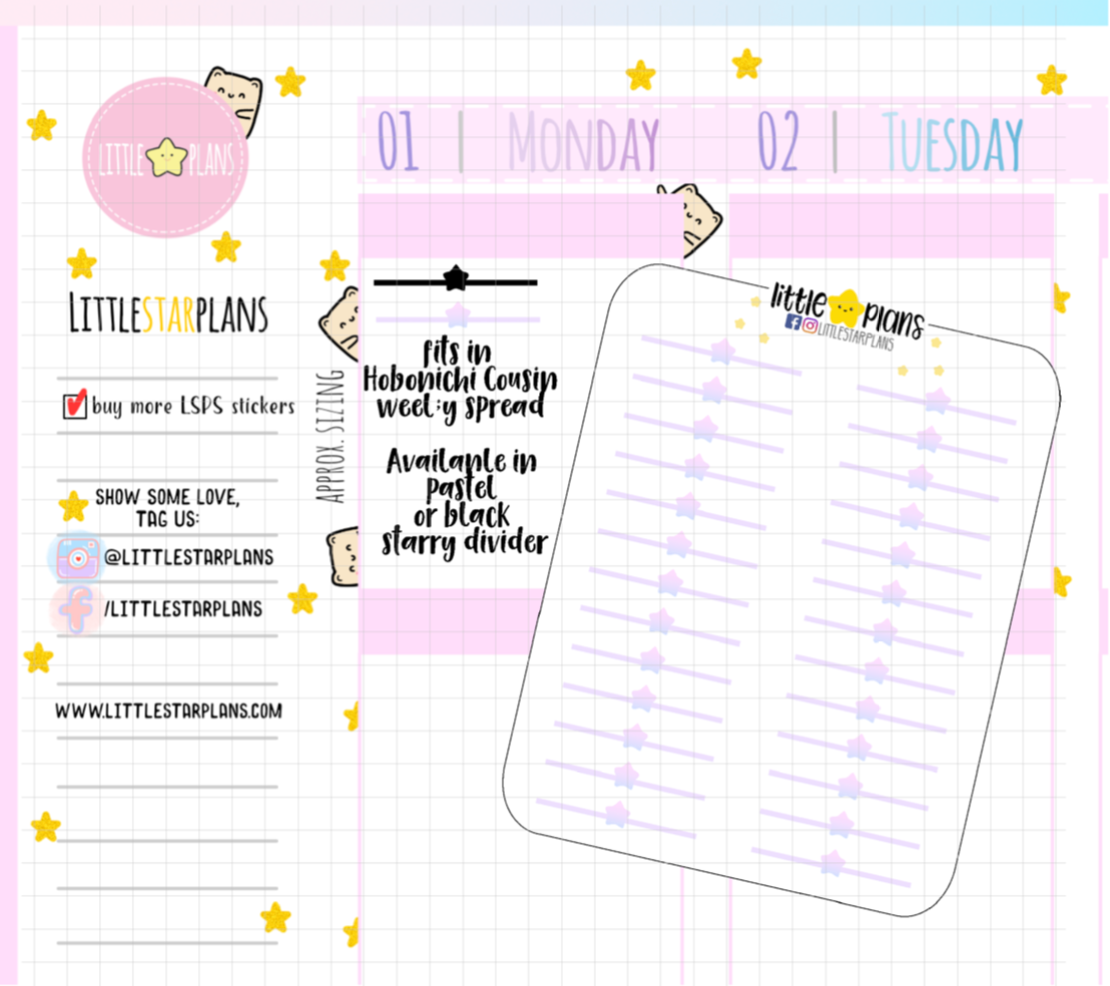 Starry Divider Planner Stickers Fit in Hobonichi Cousin Planners
