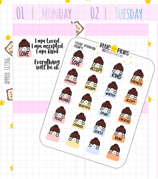 Mimi Positive Affirmation Prompts Planner Stickers (M166) - Littlestarplans