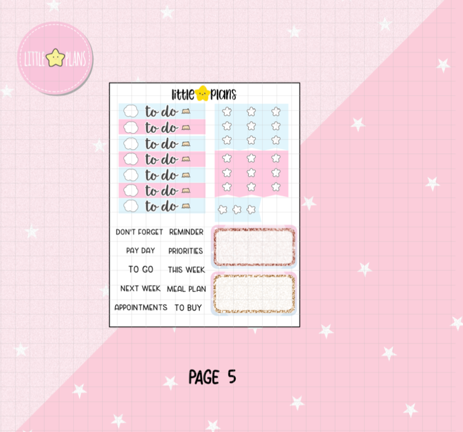 Neku and Mimi in Sweet Cloud Weekly Planner Sticker Kit (M196)