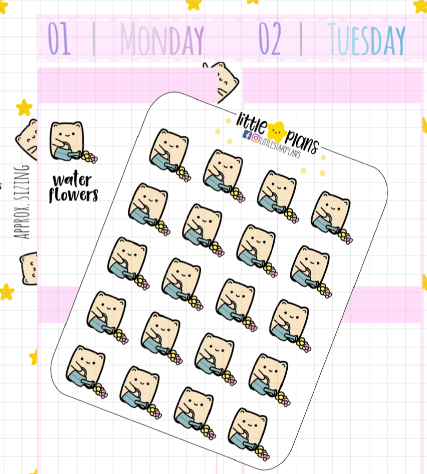 Neku Watering Flowers, Plants Planner Stickers (N54)