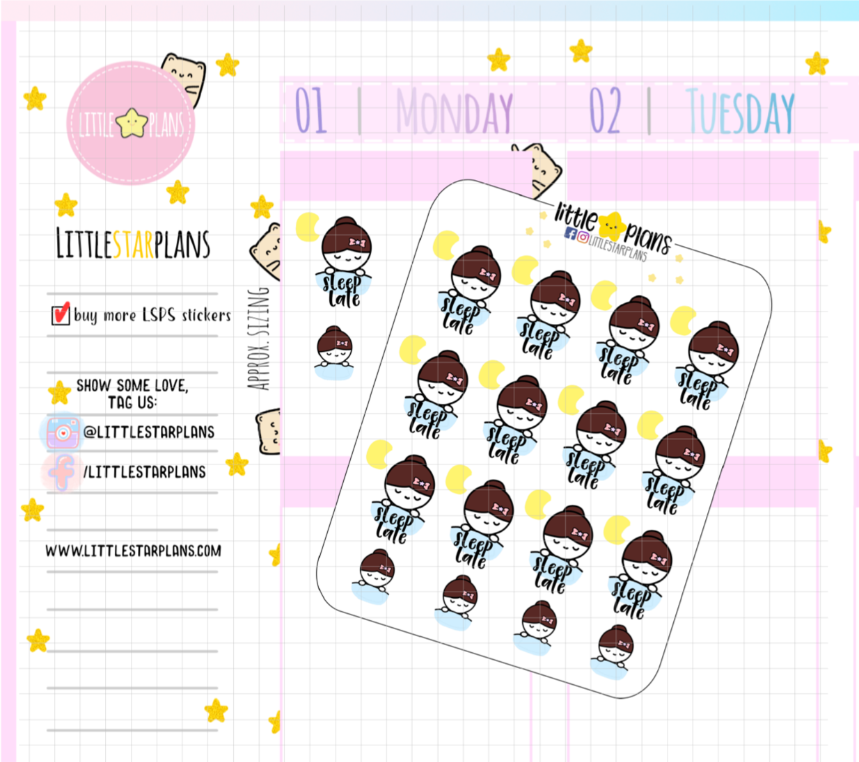 Mimi Sleeps Late, Work Planner Stickers (M201)