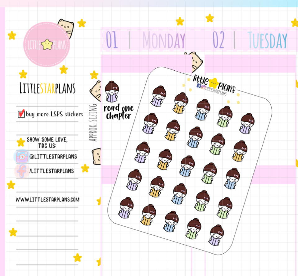 Mimi - Reading, Books (Pastel) Planner Stickers