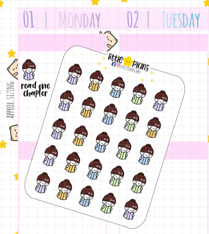 Mimi - Reading, Books (Pastel) Planner Stickers