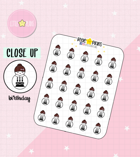 Mimi Functional Icon - Birthday, Birthday Cake Planner Stickers