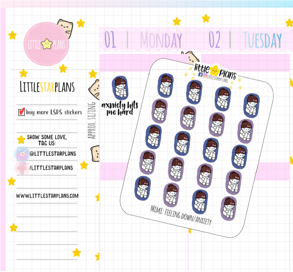 Mimi - Feeling Down, Anxiety Planner Stickers