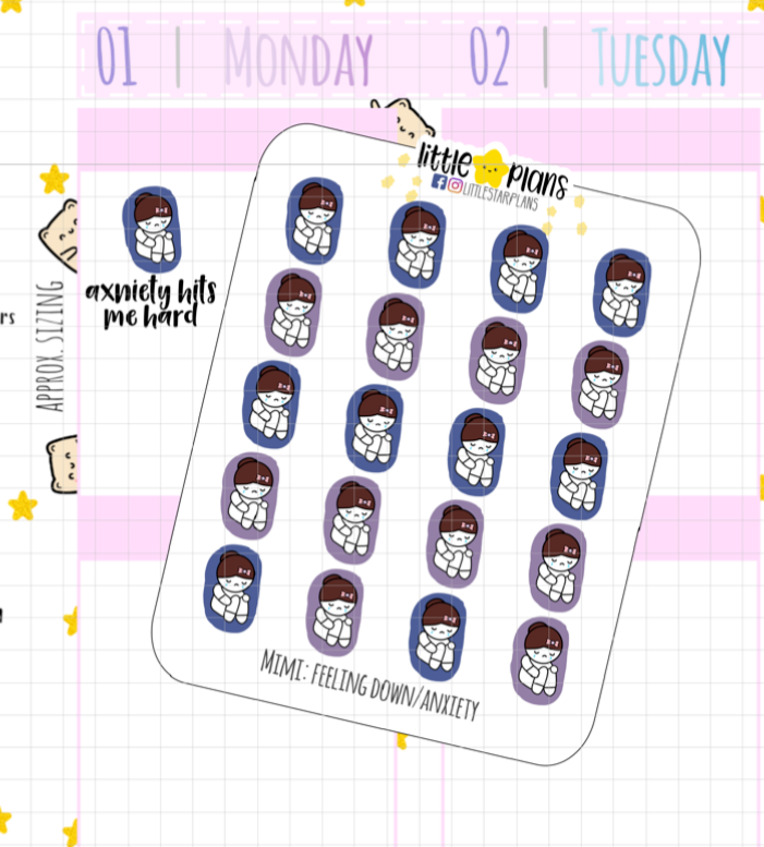Mimi - Feeling Down, Anxiety Planner Stickers