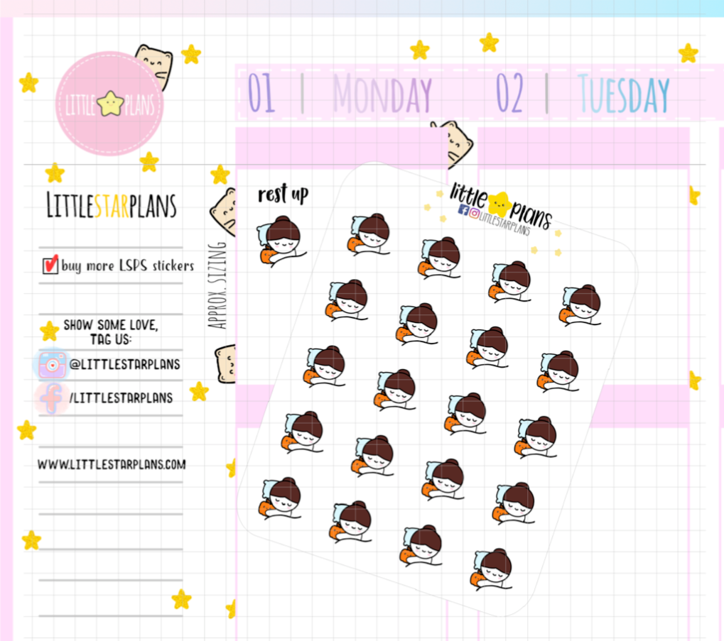 Mimi - Nap Time (Fall), Relax, Self-Care, Me Time Planner Stickers