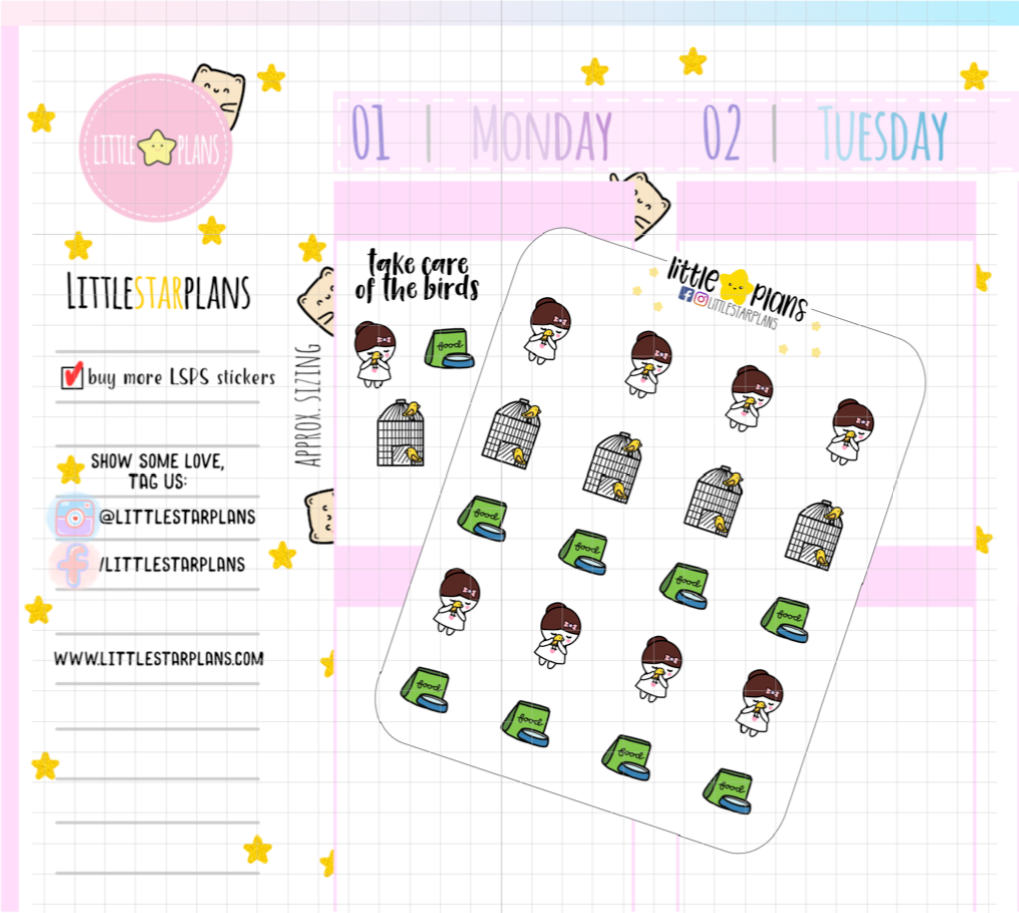 Mimi - Pet Bird, Taking Care of A Bird Planner Stickers