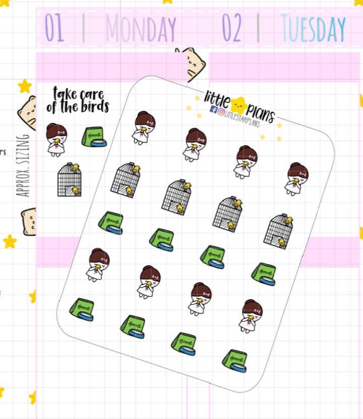 Mimi - Pet Bird, Taking Care of A Bird Planner Stickers