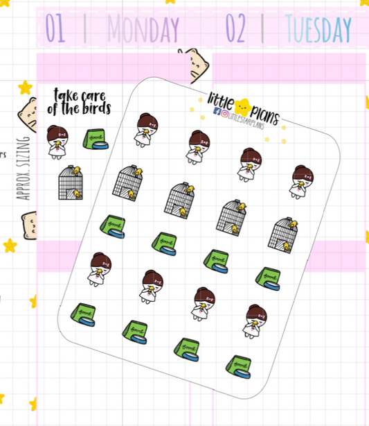 Mimi - Pet Bird, Taking Care of A Bird Planner Stickers