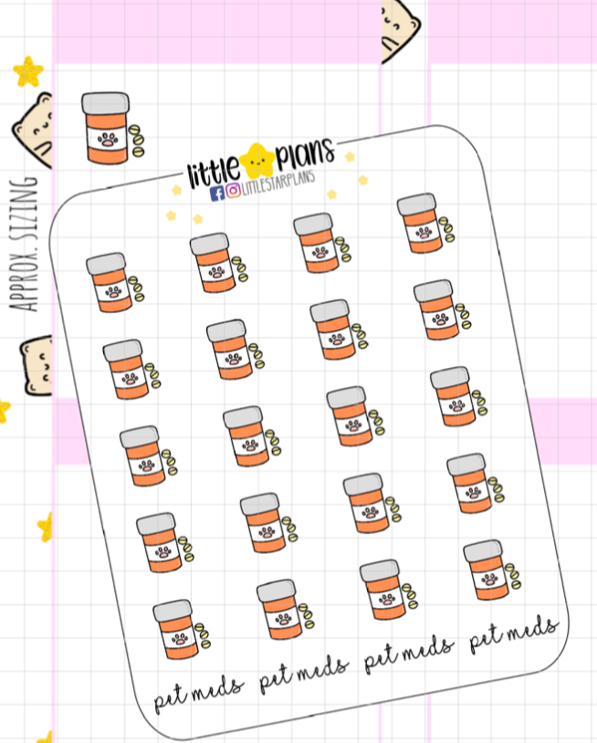 Pet Medication Planner Stickers, Planner Doodle Stickers, Cute Pet Stickers, Icon, Stickers, Kawaii Stickers - Littlestarplans