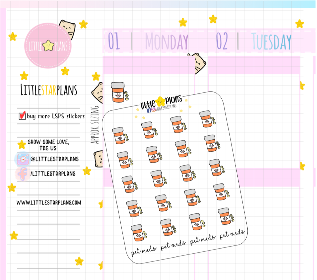 Pet Medication Planner Stickers, Planner Doodle Stickers, Cute Pet Stickers, Icon, Stickers, Kawaii Stickers - Littlestarplans