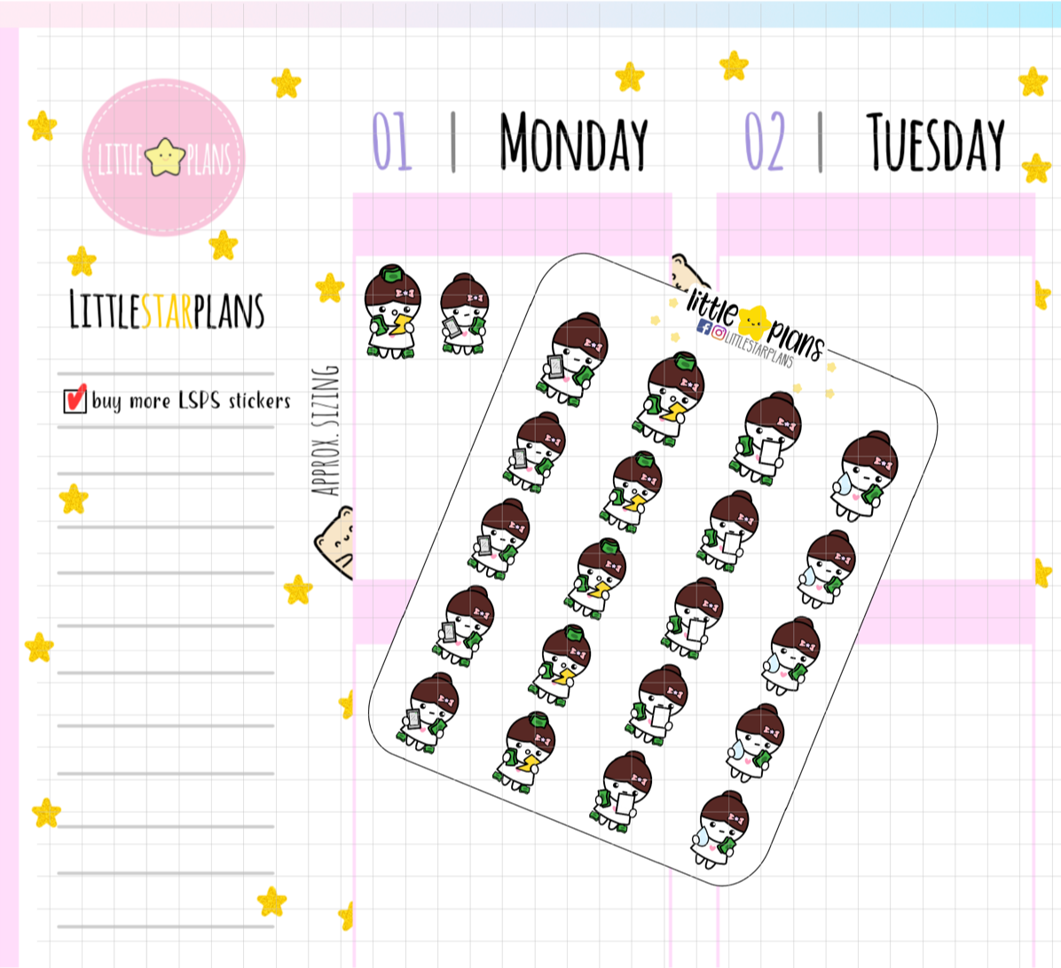 Mimi Adulting Bills: Electricity, Water, Tackle Debt, Cellphone Planner Stickers - Littlestarplans