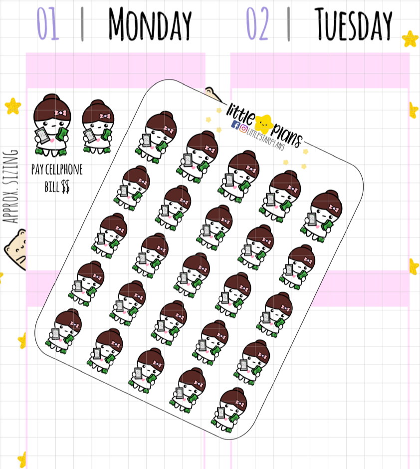 Mimi Adulting Bills: Electricity, Water, Tackle Debt, Cellphone Planner Stickers - Littlestarplans