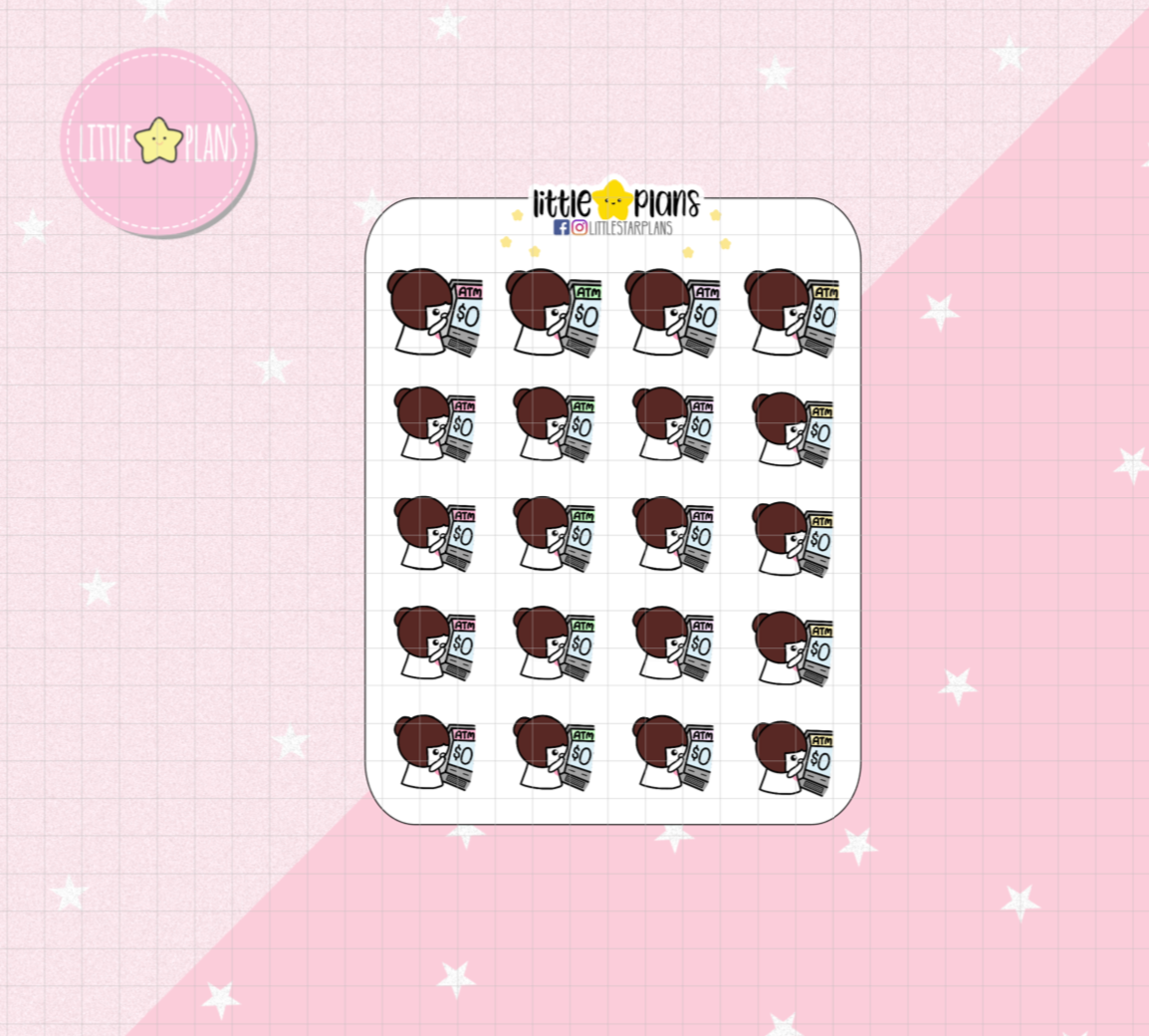 Mimi ATM, Withdraw Money, Spend Money, Budget Planner Stickers (M146) - Littlestarplans