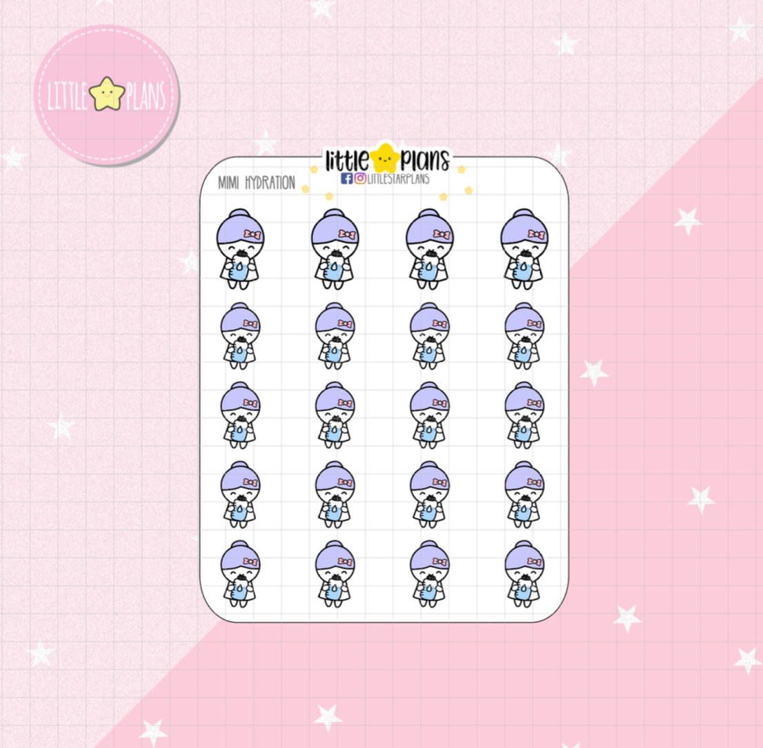 Mimi Drinks Water, Hydration V2 Planner Stickers - Littlestarplans