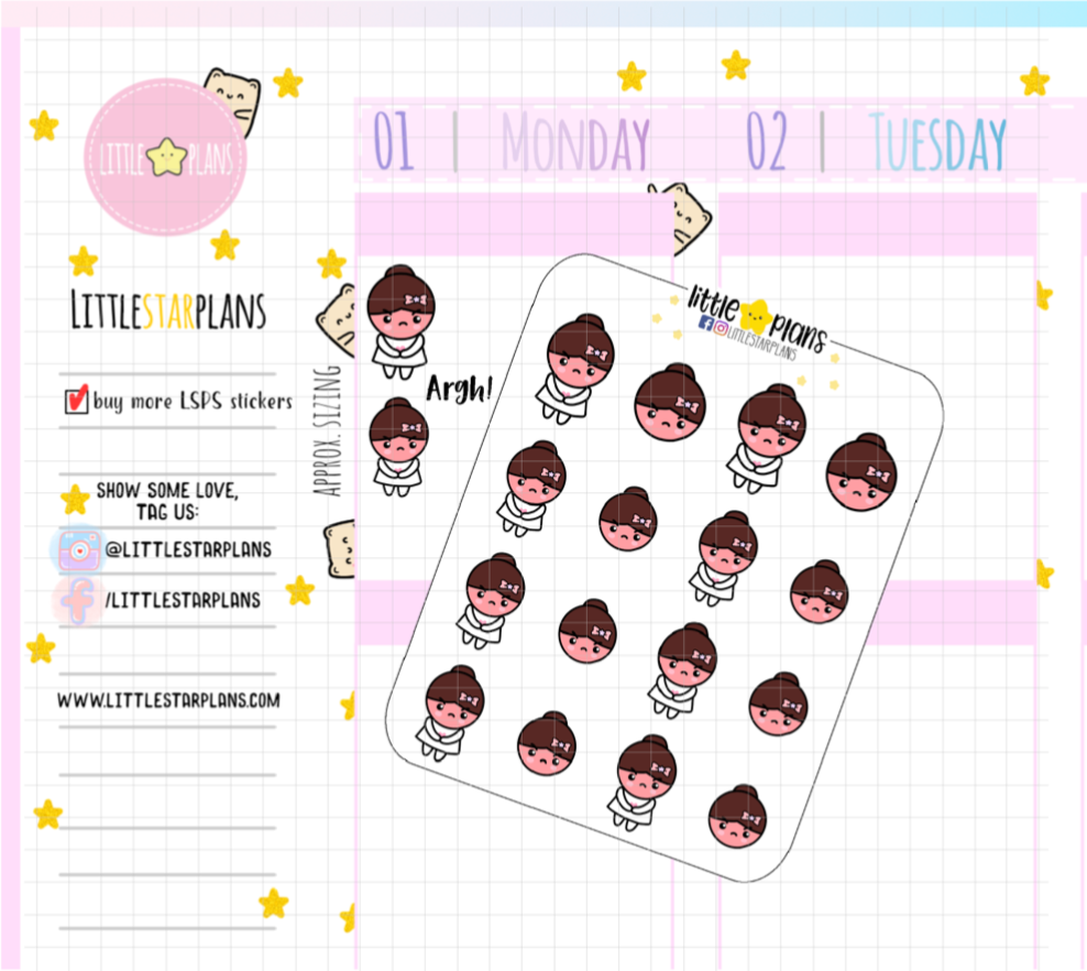 Mimi Frustrated, Flushed, Angry Moment Planner Stickers (M153) - Littlestarplans