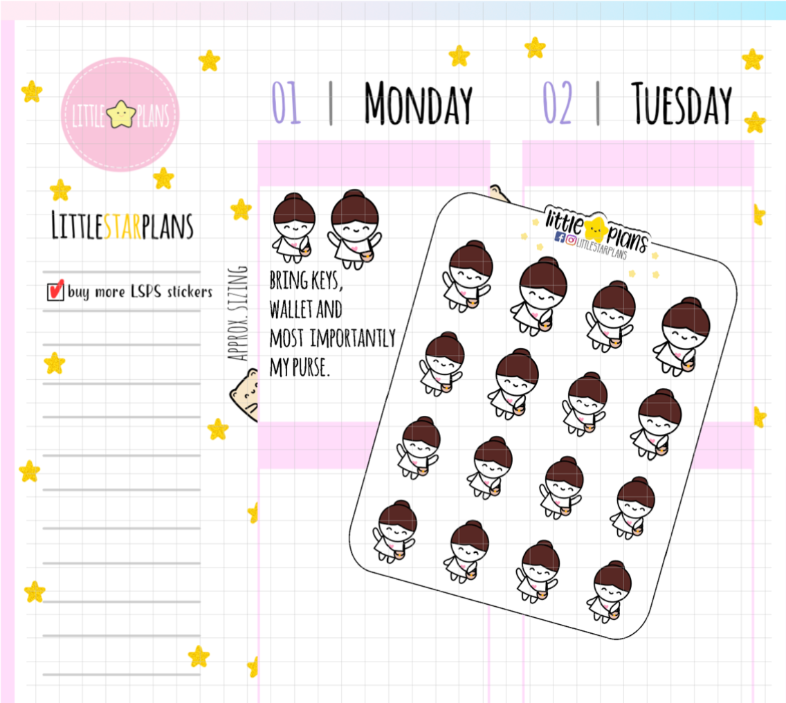 Mimi Wearing a Purse, Date Night, Dress Up Planner Sticker - Littlestarplans