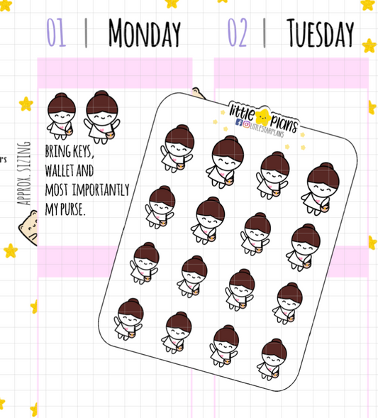 Mimi Wearing a Purse, Date Night, Dress Up Planner Sticker - Littlestarplans