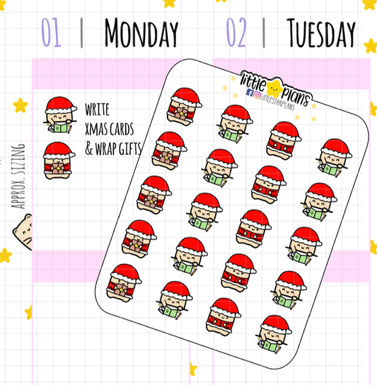 Neku Writes Christmas Cards, Wrap Gifts Planner Stickers - Littlestarplans