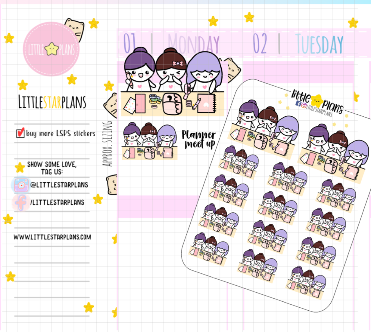 Mimi and Friends Planner Meet Up Planner Stickers - Littlestarplans