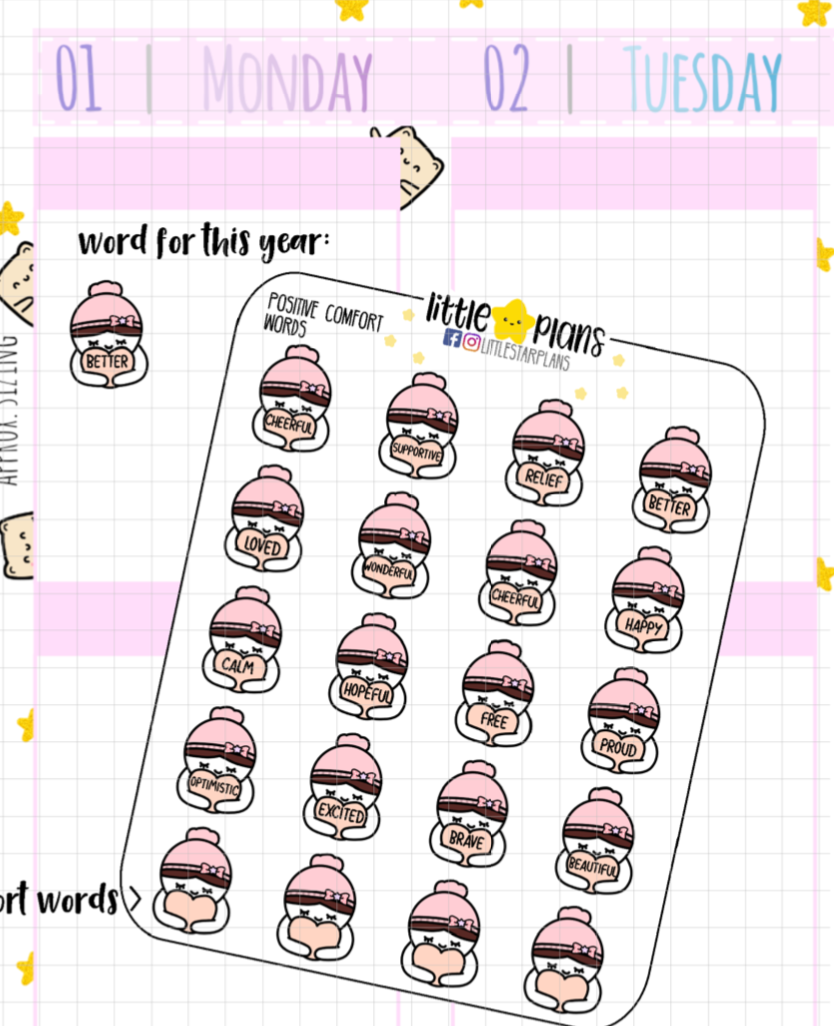 Mimi Comfort Positive Motivational Words Planner Stickers (M170) - Littlestarplans