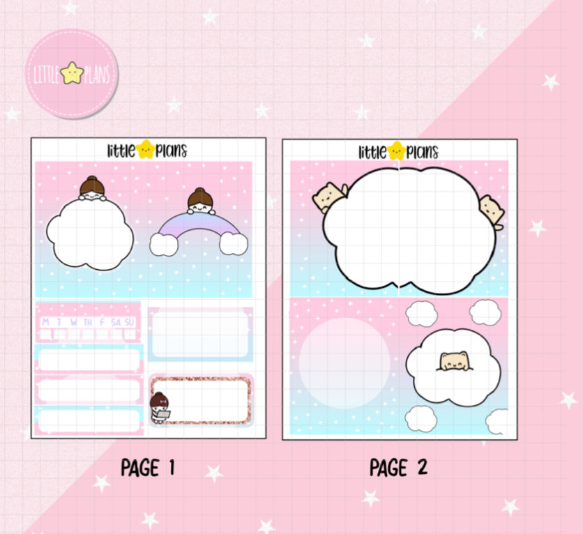 Neku and Mimi in Sweet Cloud Weekly Planner Sticker Kit (M196)